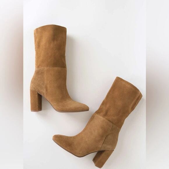 Chinese Laundry Keep‎ Up Suede Leather Mid-Calf Boot High Block Heel Western 10 - Picture 2 of 8
